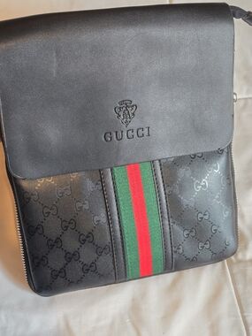 Crossbody Bag with Green-Red Web Stripe